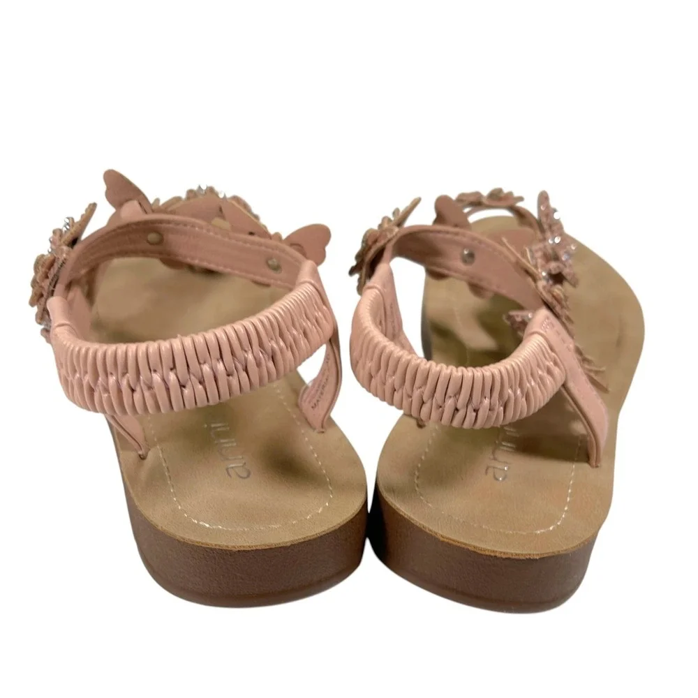 Anni 3M Pink Butterfly Sandals‎ Rhinestone Elastic Slingback Fairycore Sparkly